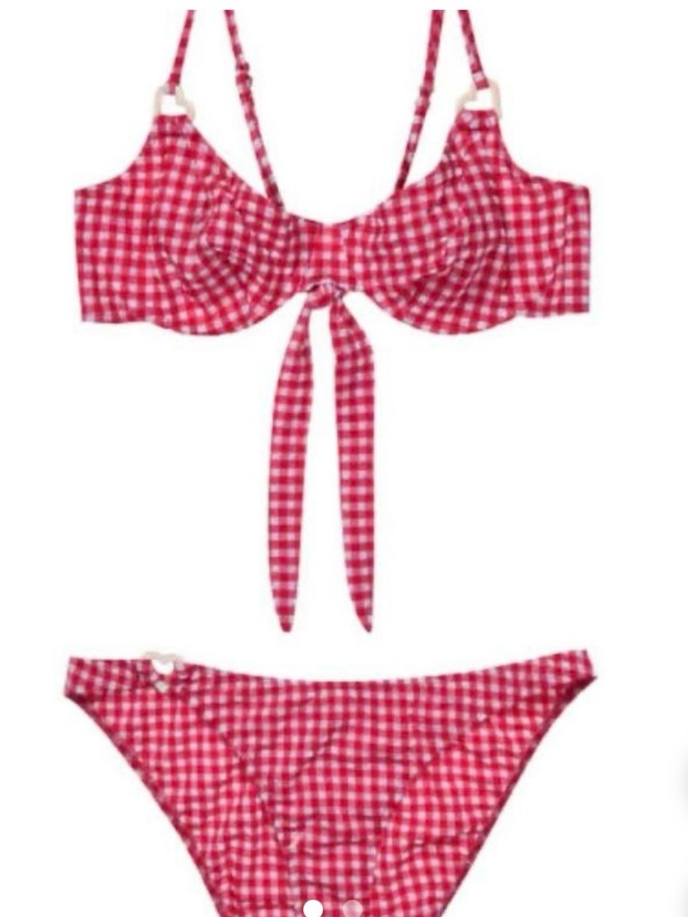 Red Gingham Tie-Front Bikini Top and Bottom Set
